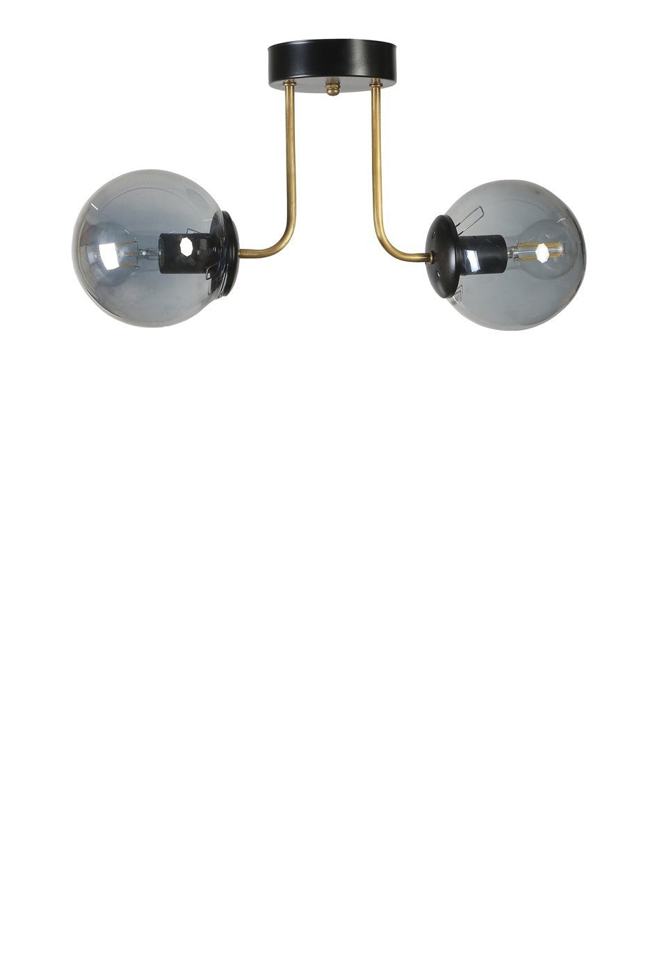 Candeeiro de Teto – 40 cm – Preto e Fumo – Metal e Vidro