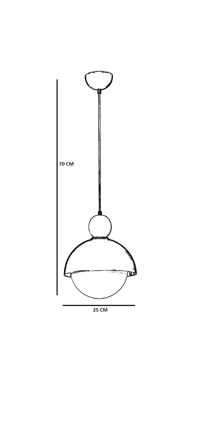 Candeeiro de Teto – 25 cm diâmetro x 70 cm altura – Preto e Branco – Metal