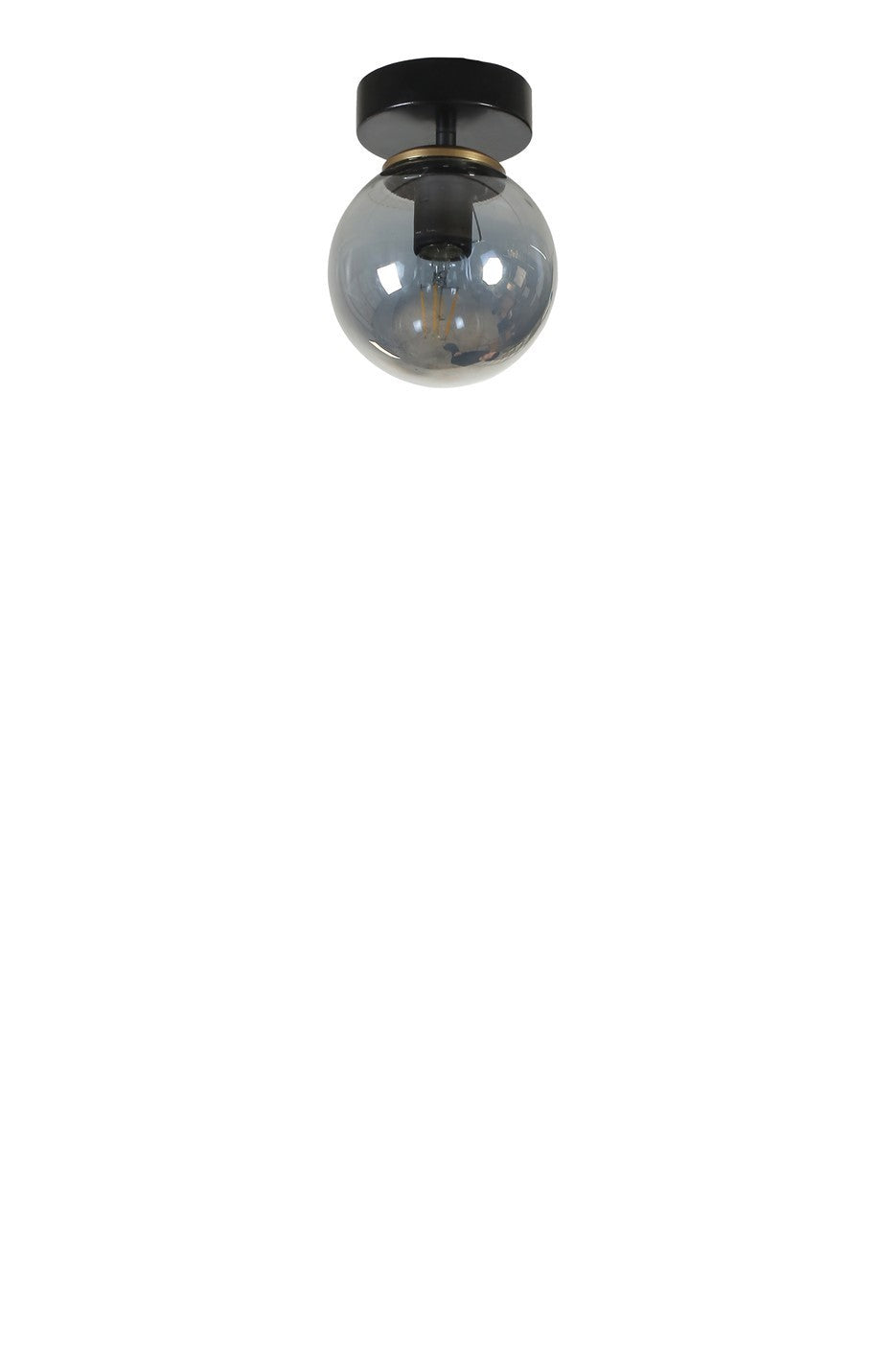 Candeeiro de Teto – 15cm x 20cm – Preto e Fumê – Metal e Vidro