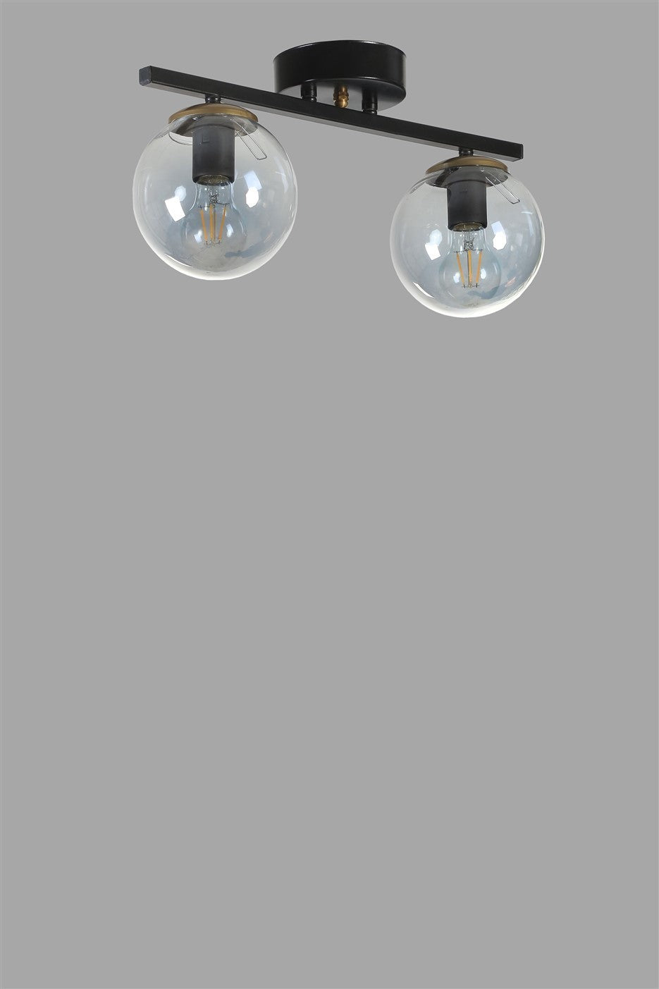 Candeeiro de Teto – 15 cm – Preto e Fumê – Metal e Vidro