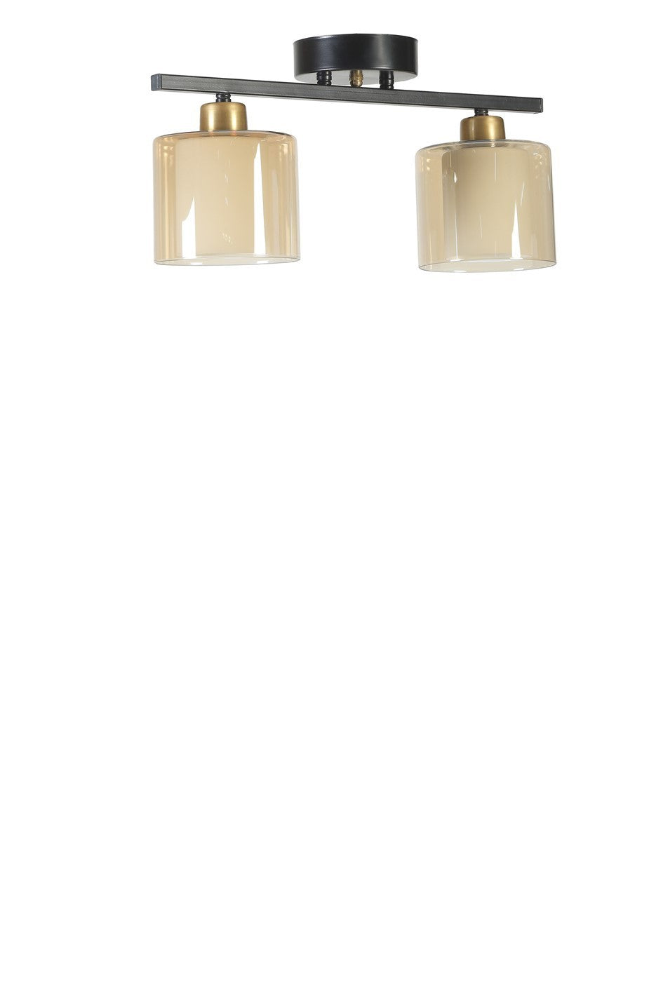 Candeeiro de Teto – 15 cm – Preto e Âmbar – Metal e vidro