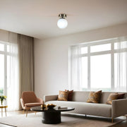 Candeeiro de Teto – 15 cm de diâmetro – Cromado Fosco e Branco – Metal e Vidro