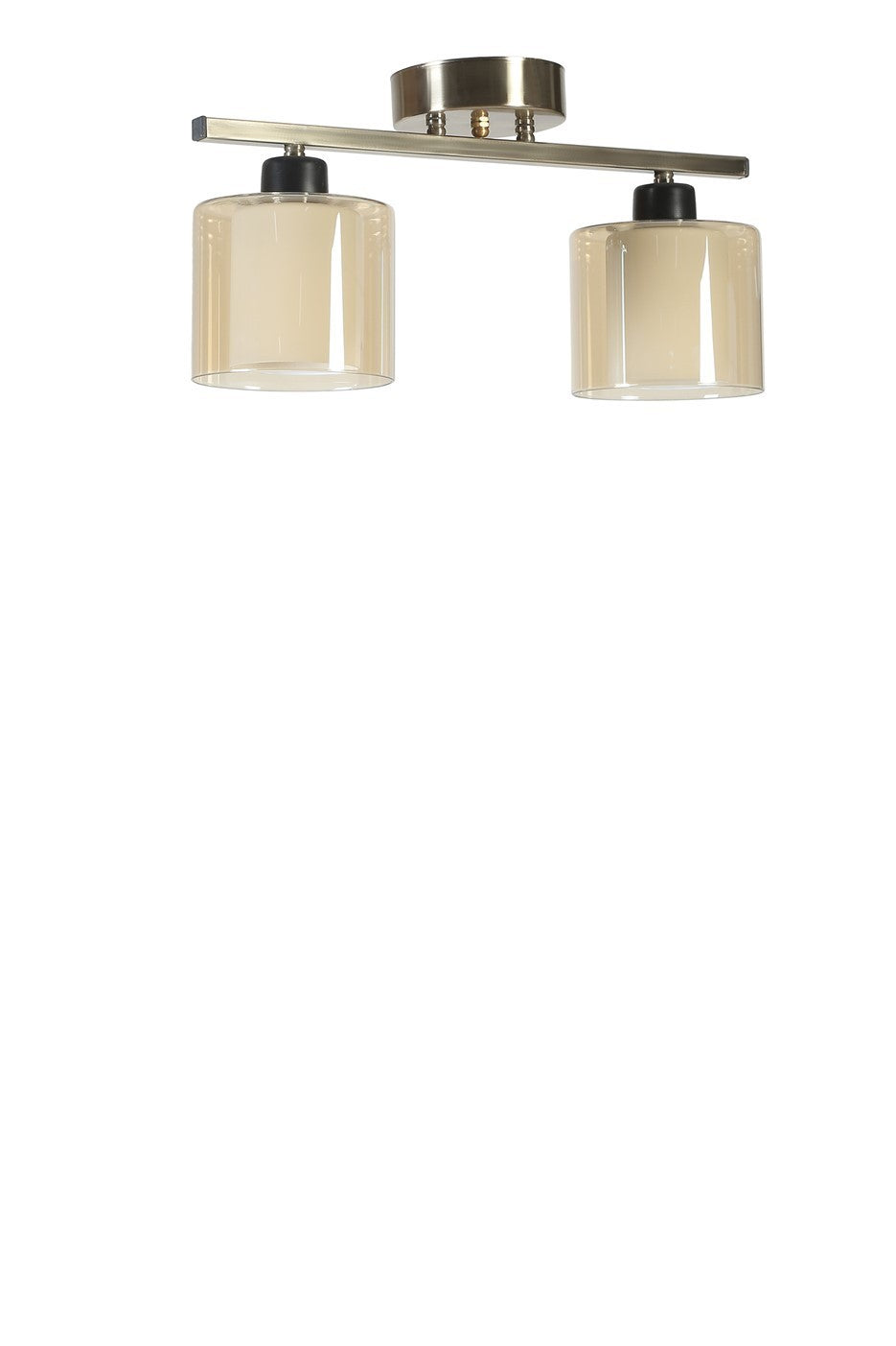 Candeeiro de Teto – 15 cm x 20 cm x 36 cm – Âmbar – Metal e Vidro