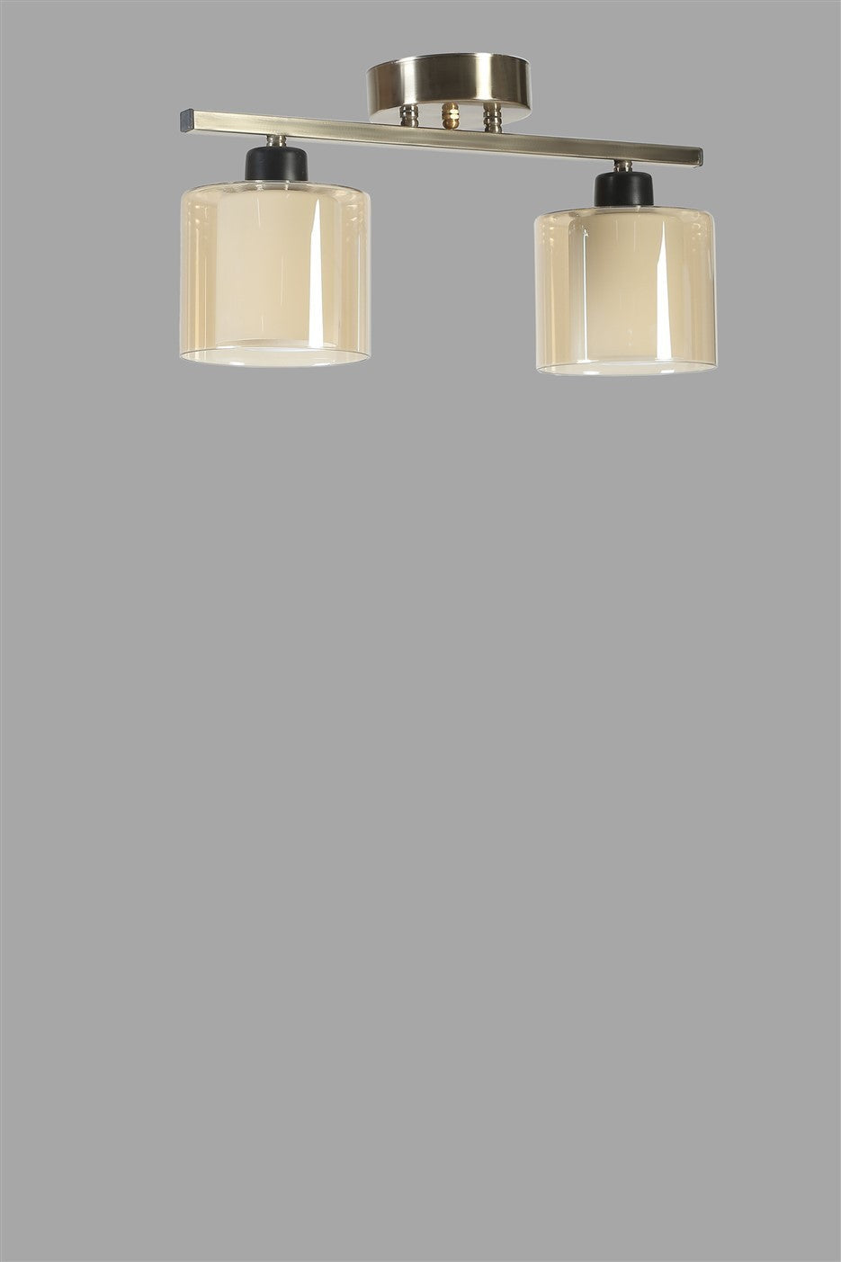 Candeeiro de Teto – 15 cm x 20 cm x 36 cm – Âmbar – Metal e Vidro