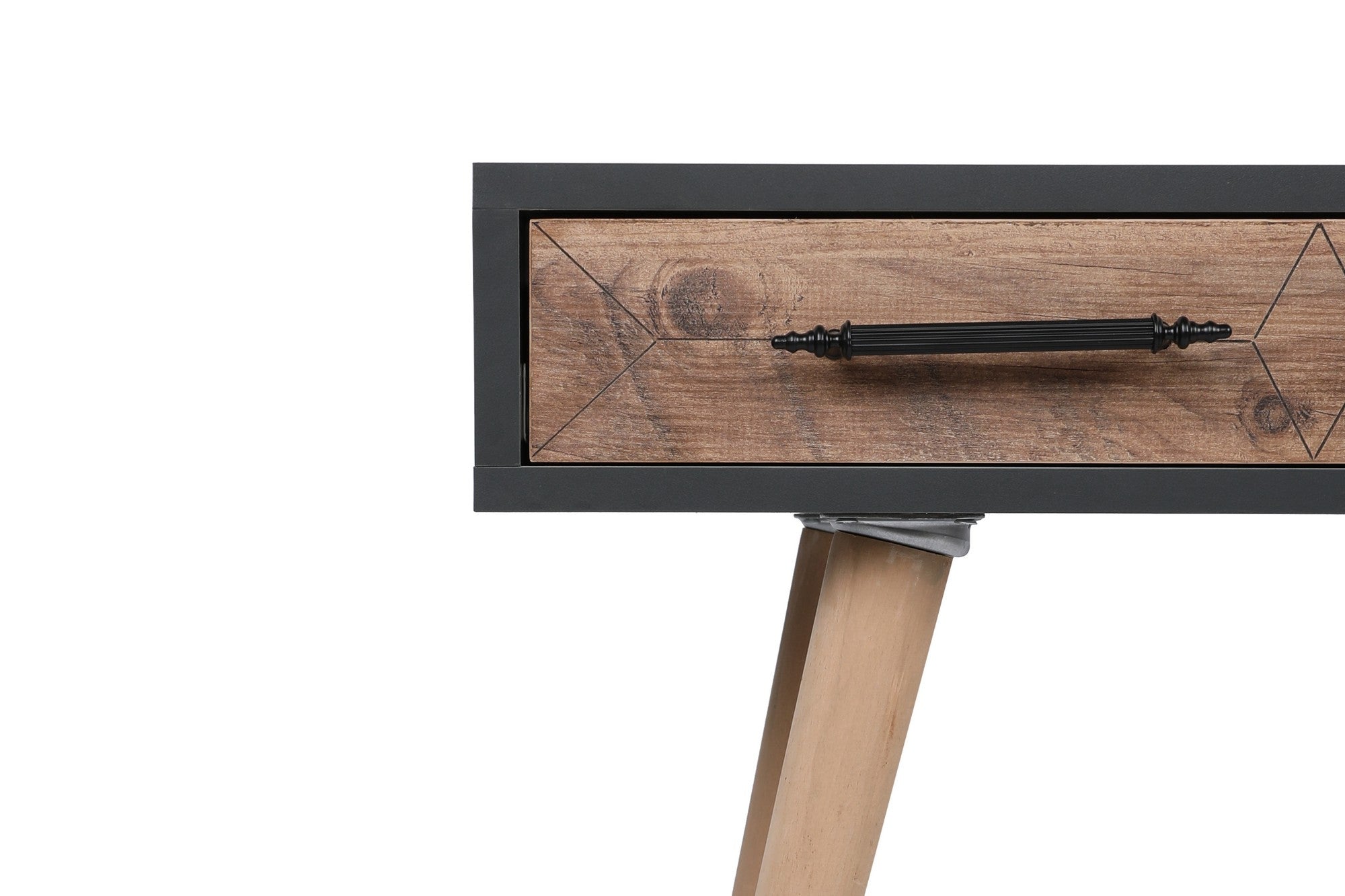 Secretária de Estudo/Escritório Rústica Escandinava, Antracite e Carvalho, 105 x 79 x 55 cm | 100% Revestimento em Melamina, 3 Gavetas, Totalmente Montado, Montável na Parede