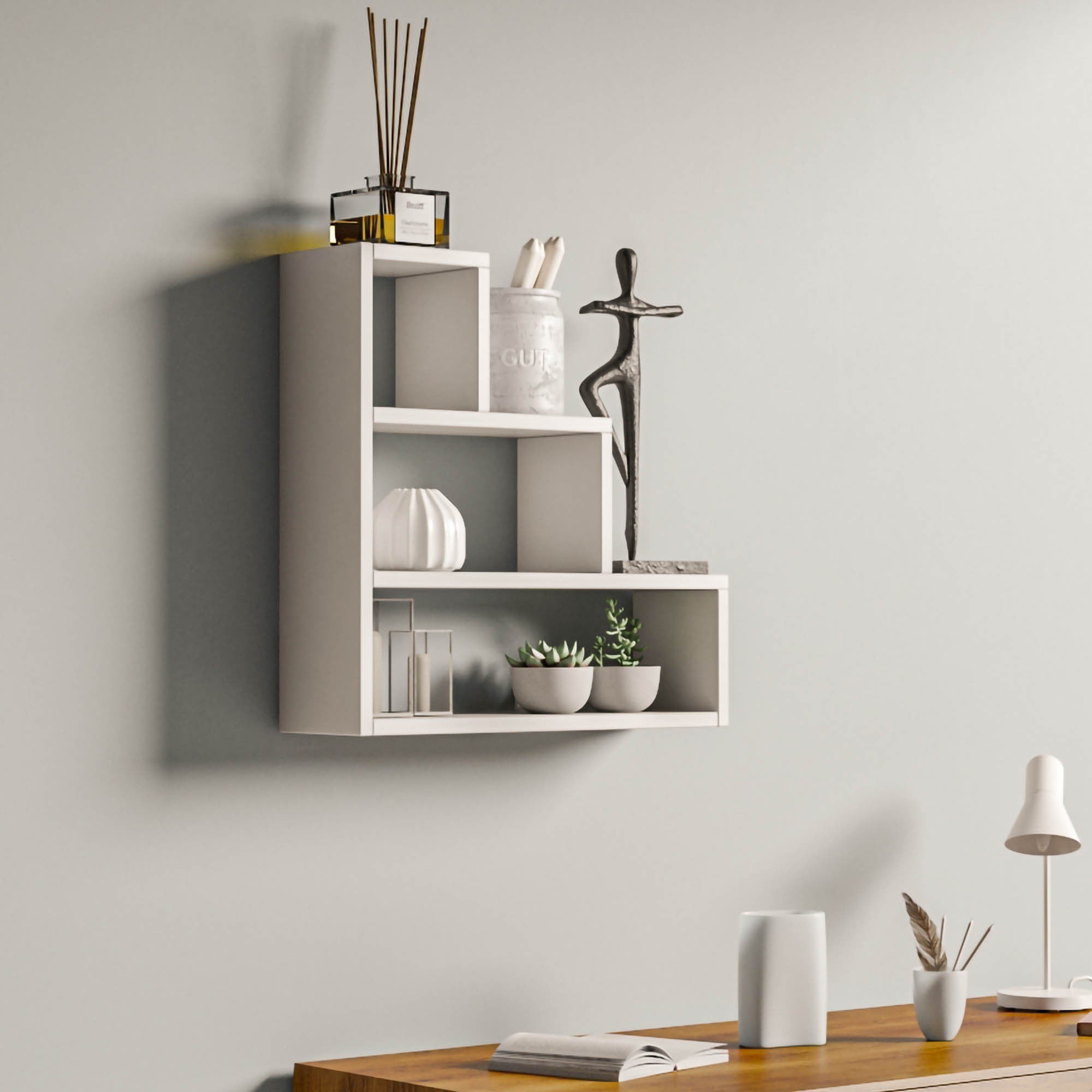 Prateleira de Parede Escandinava, Branca, 62 x 62 x 18 cm | Painel de Partículas 100% Revestido com Melamina, 18 mm de Espessura | Solução de Armazenamento Elegante e Funcional para Qualquer Cômodo