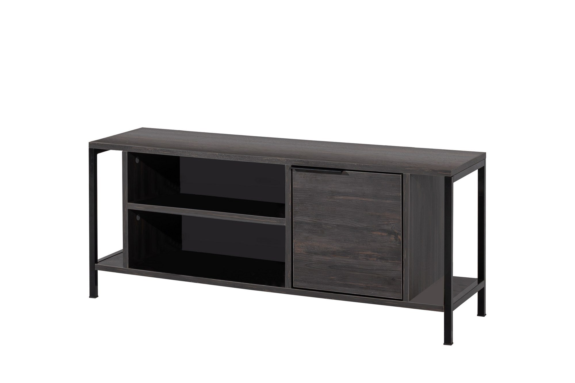 Móvel de TV industrial, marrom escuro e preto, 120 x 48 x 35 cm | Painel de partículas 100% revestido de melamina, 18 mm de espessura | Estantes elegantes para salas de estar modernas