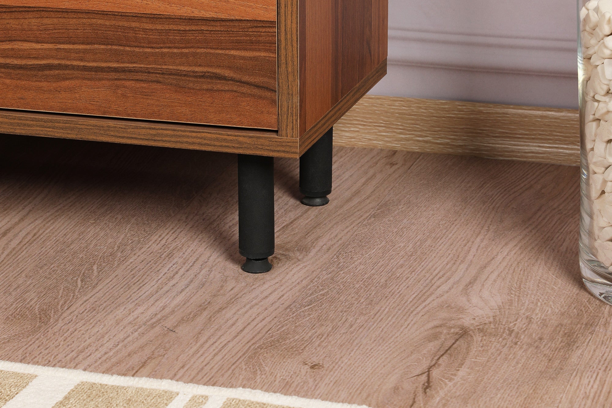 Estante de parede elegante, nogueira e antracite com detalhes em amarelo, 110 x 140 x 30 cm | 100% revestida em melamina, 18 mm de espessura | Várias prateleiras para espaços modernos