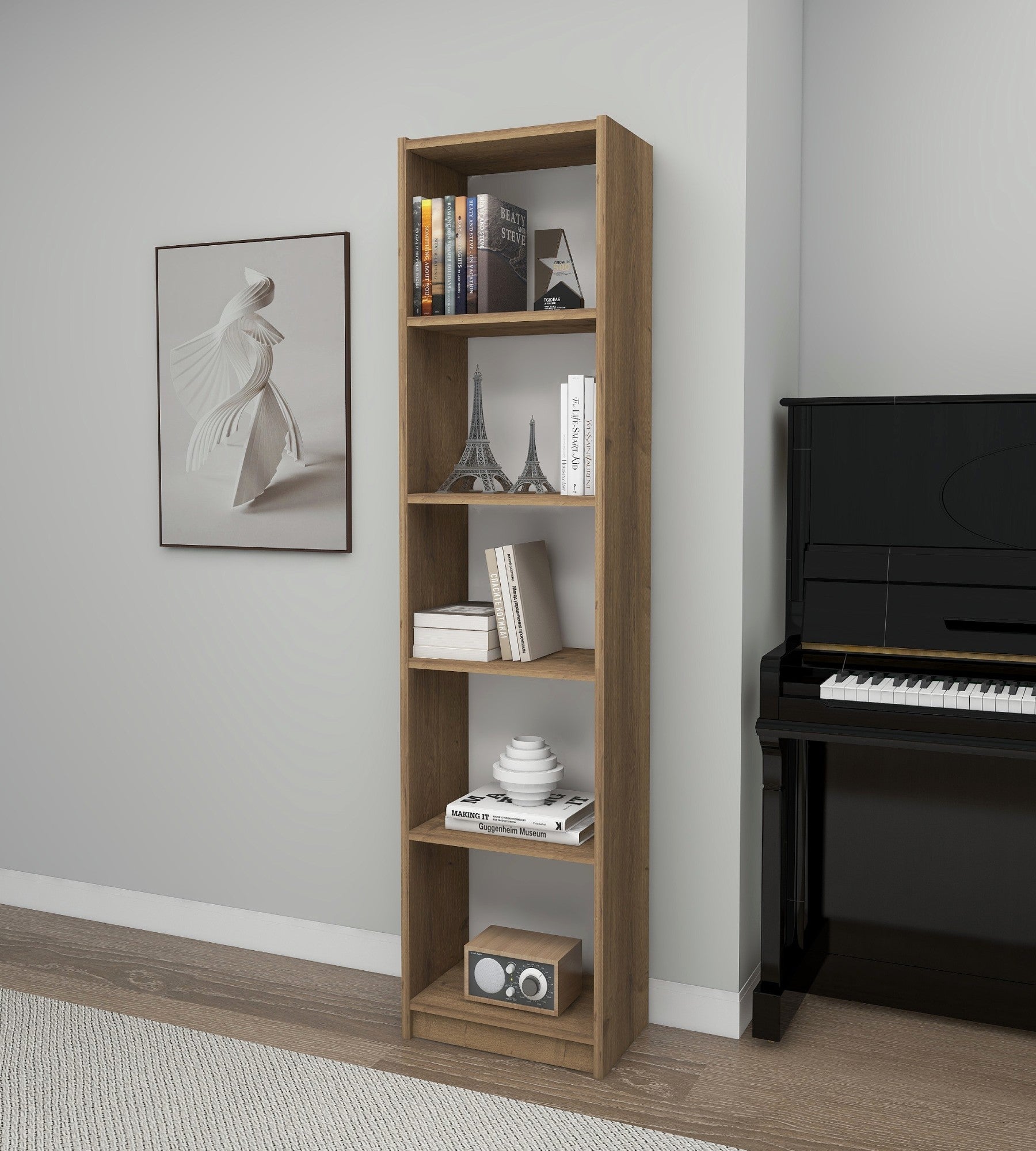 Estante de parede elegante, cor Hitit, 40 x 180 x 28 cm | Painel de partículas 100% revestido de melamina, 18 mm de espessura | Perfeito para decoração moderna