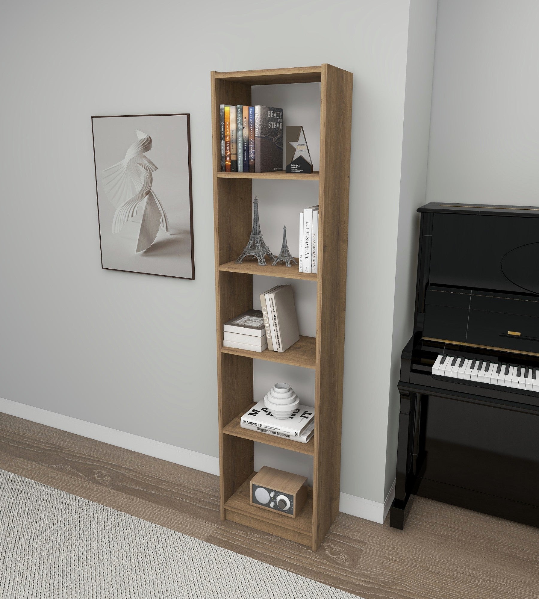 Estante de parede elegante, cor Hitit, 40 x 180 x 28 cm | Painel de partículas 100% revestido de melamina, 18 mm de espessura | Perfeito para decoração moderna