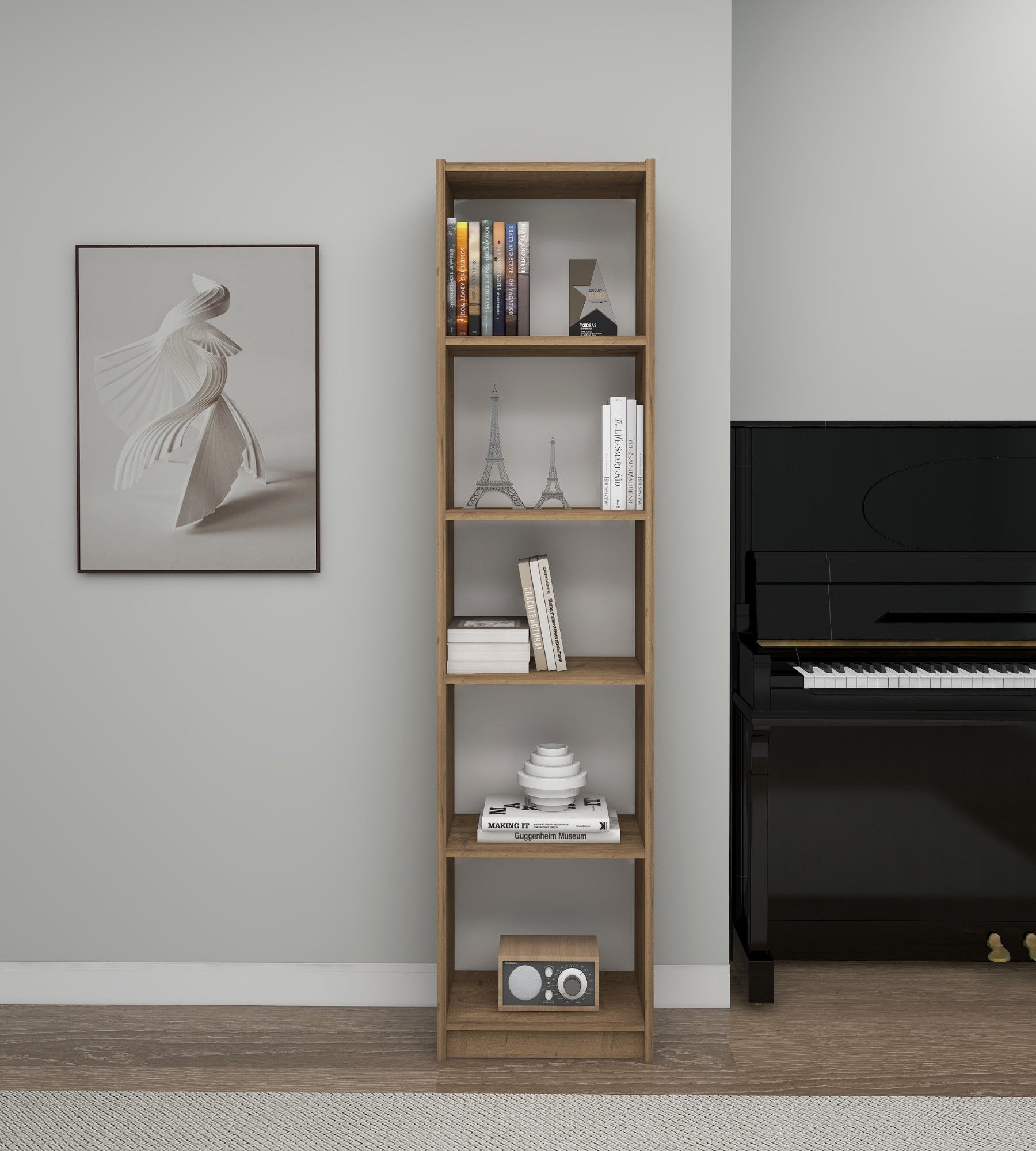 Estante de parede elegante, cor Hitit, 40 x 180 x 28 cm | Painel de partículas 100% revestido de melamina, 18 mm de espessura | Perfeito para decoração moderna