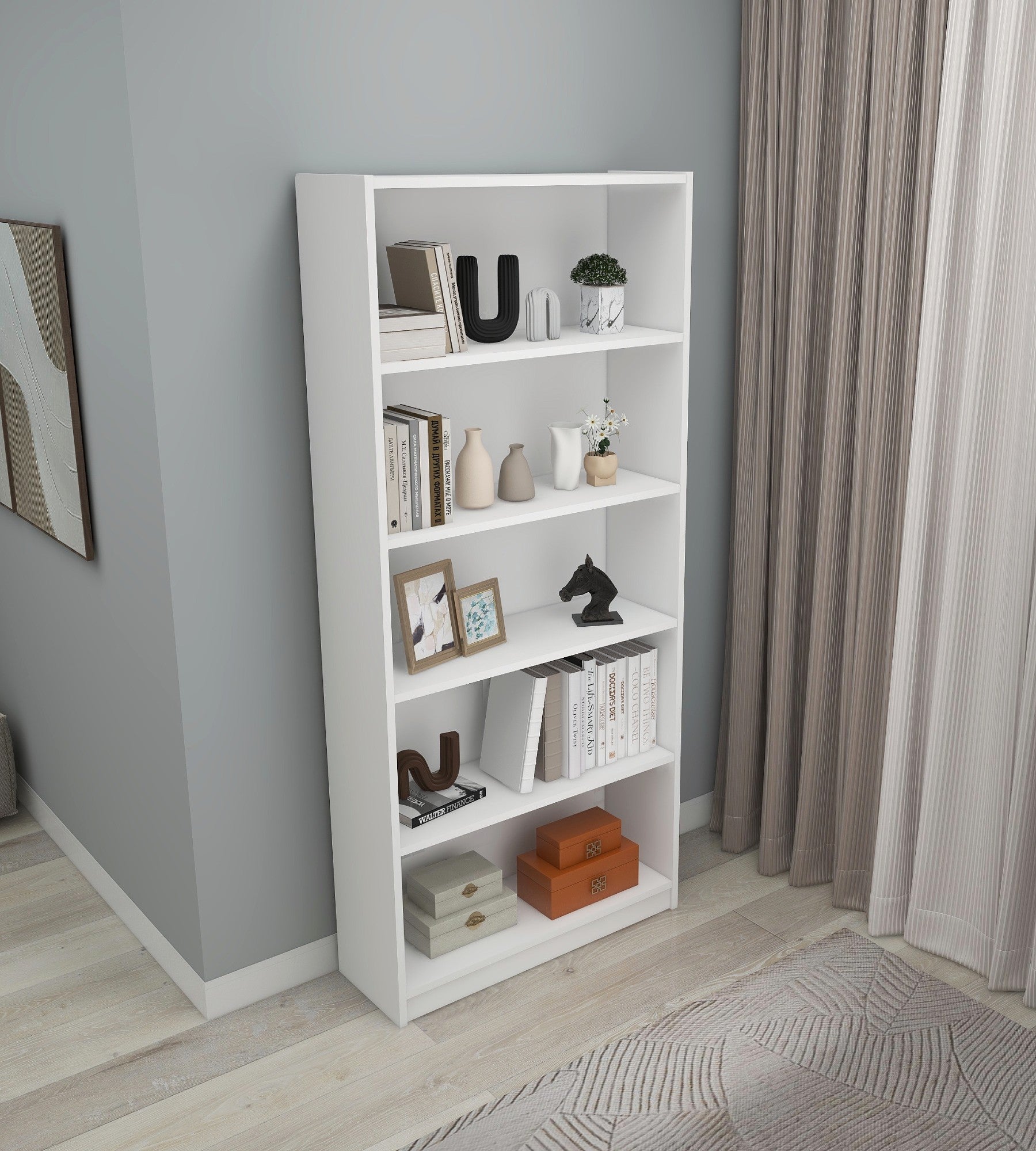 Estante branca elegante, 80 x 180 x 28 cm | Painel de partículas 100% revestido em melamina, 18 mm de espessura | Montável na parede, perfeita para casa e escritório modernos