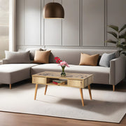 Mesa de Centro Elegante, Pinho Atlântico, 97 x 45 x 55 cm | Painel de Partículas 100% Revestido com Melamina, 18 mm de Espessura, Pernas de Madeira de Faia | Fixável na Parede, Design Moderno