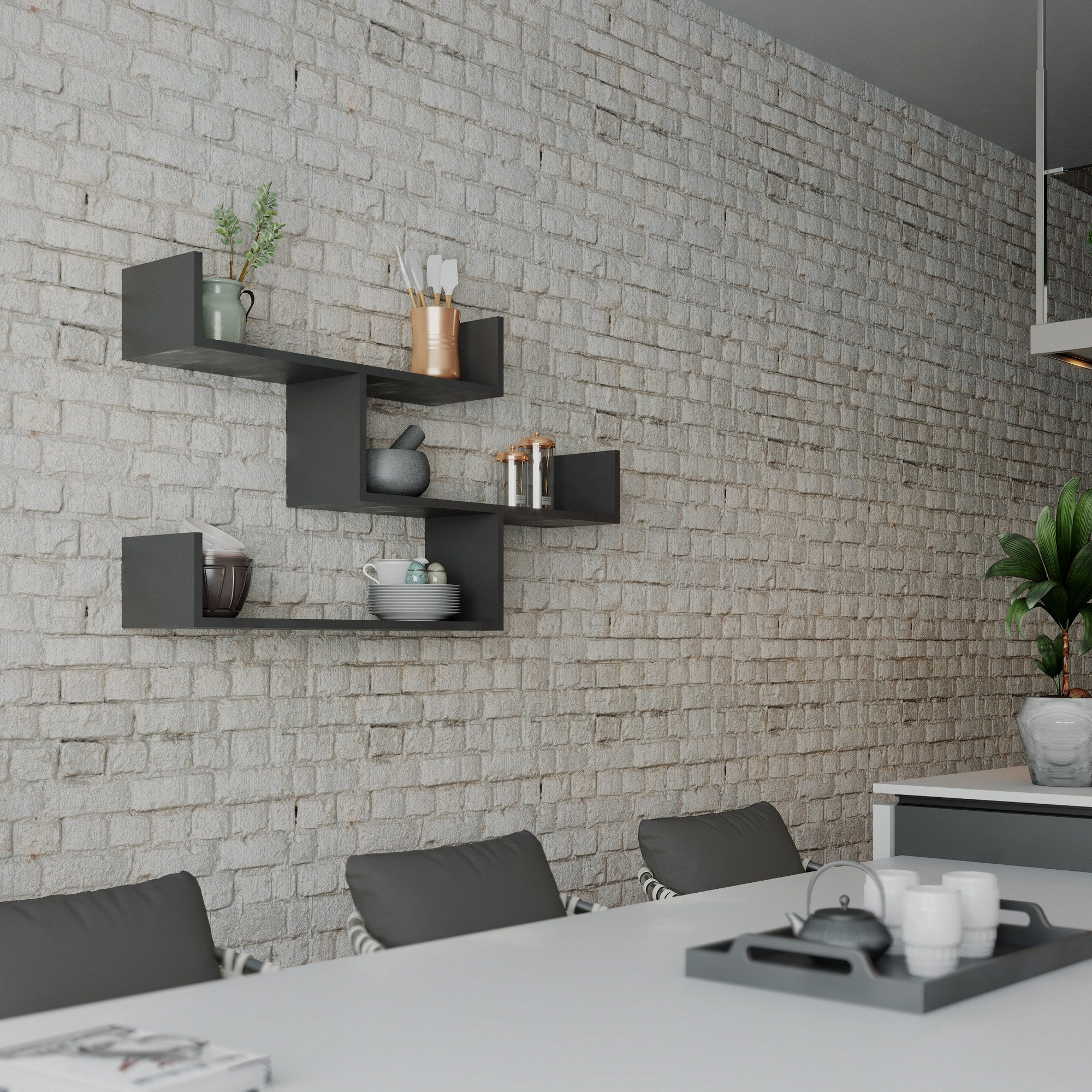 Prateleira de parede – 120 x 67 x 22 cm – antracite – painel de partículas revestido de melamina
