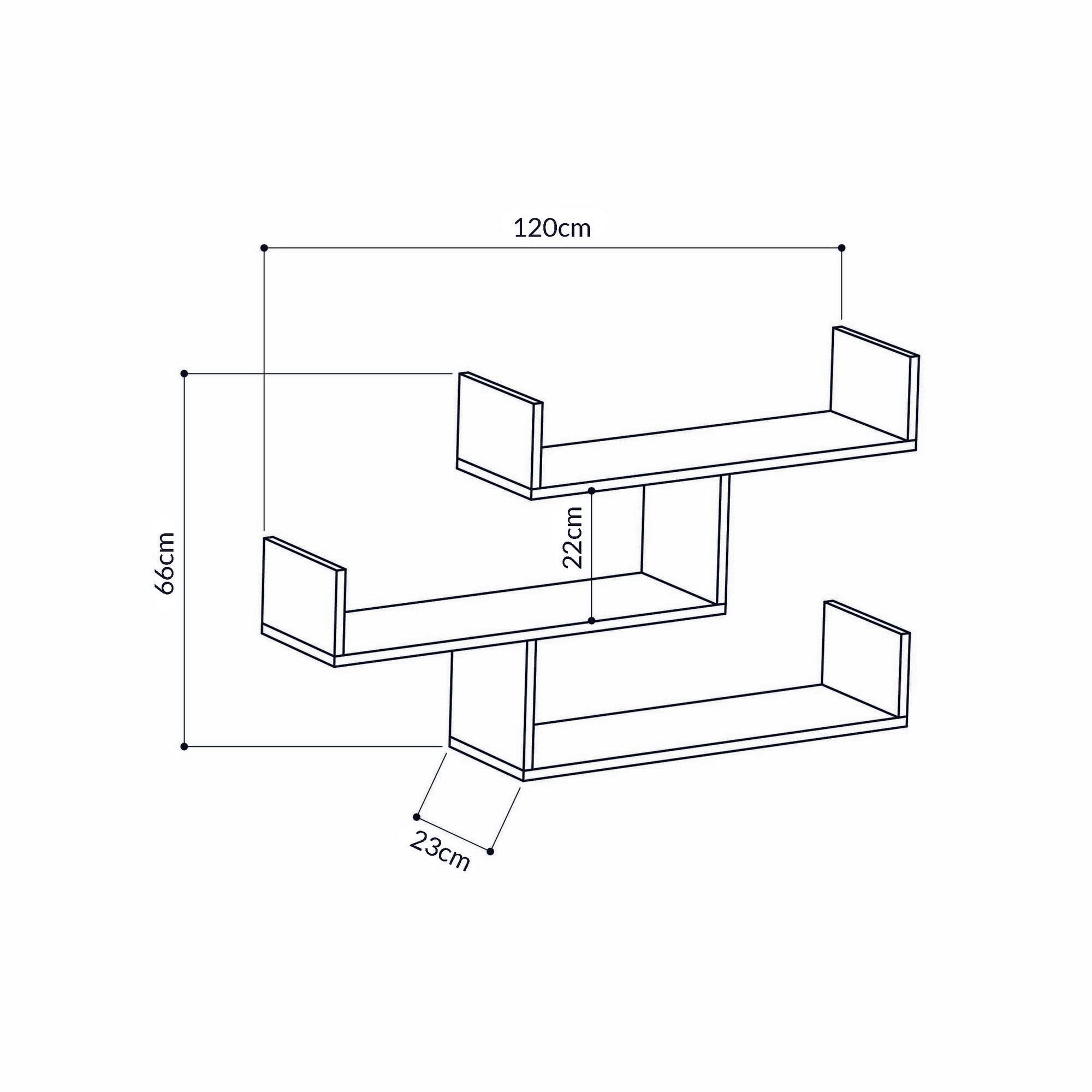 Prateleira de parede – 120 x 67 x 22 cm – antracite – painel de partículas revestido de melamina