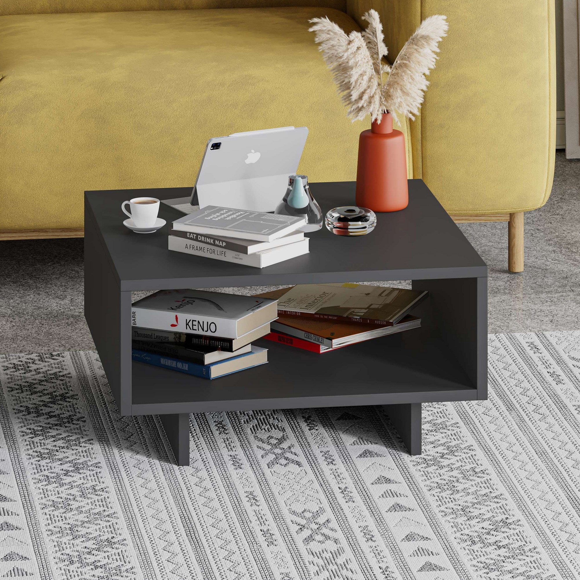 Mesa de Centro – 60 x 32 x 60 cm – Antracite – Painel de Partículas revestido a Melamina