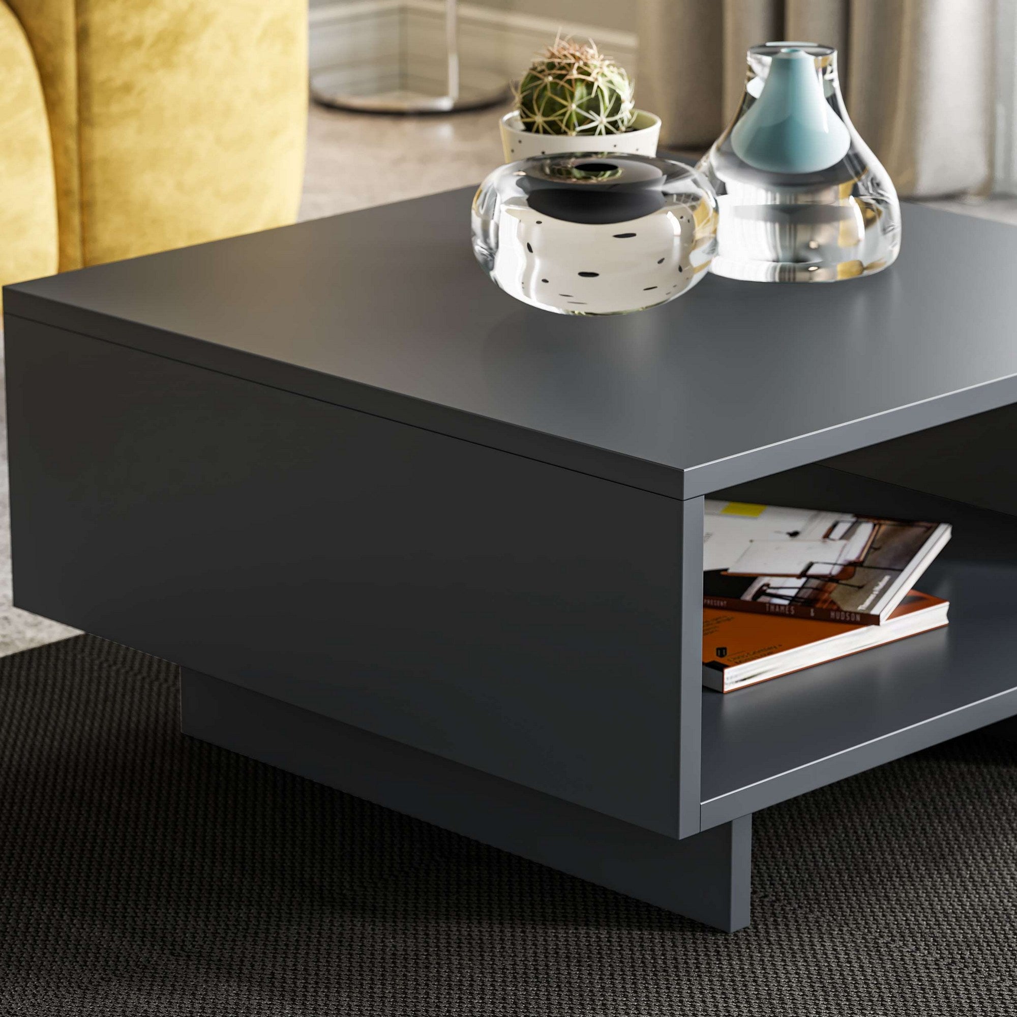 Mesa de Centro – 60 x 32 x 60 cm – Antracite – Painel de Partículas revestido a Melamina