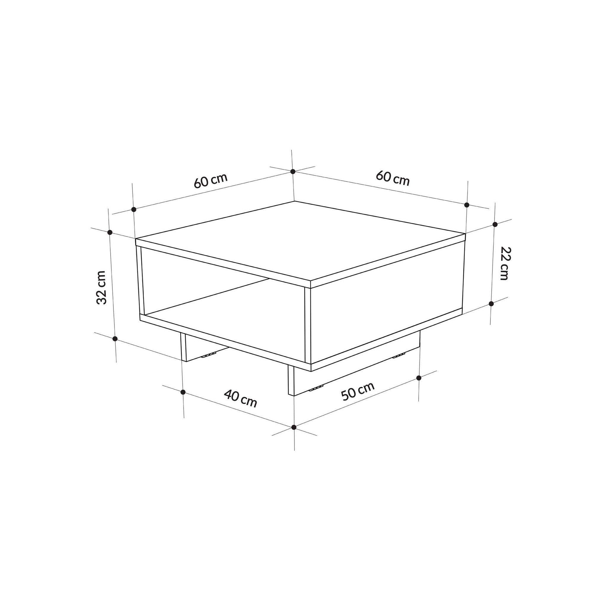 Mesa de Centro – 60 x 32 x 60 cm – Antracite – Painel de Partículas revestido a Melamina