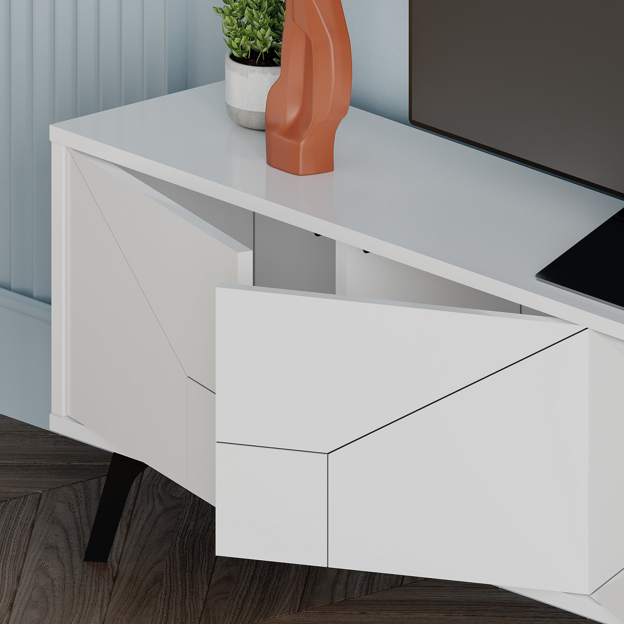Móvel de TV – 180 cm – Branco – Aglomerado revestido em melamina