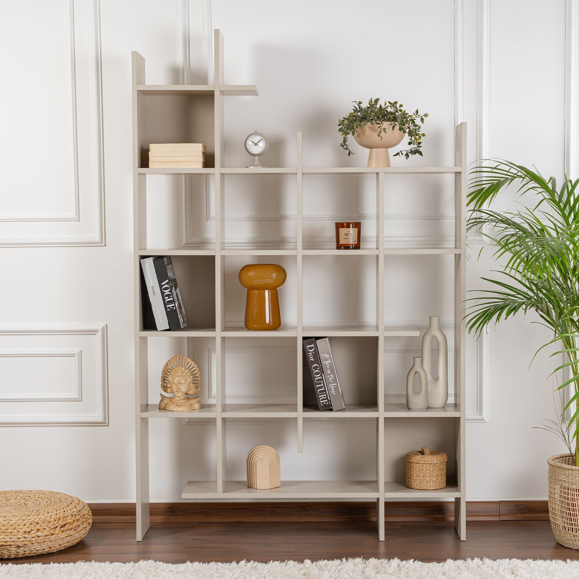 Estante de livros – 122cm x 188cm x 25.5cm – Arenito – Painel de partículas revestido a melamina