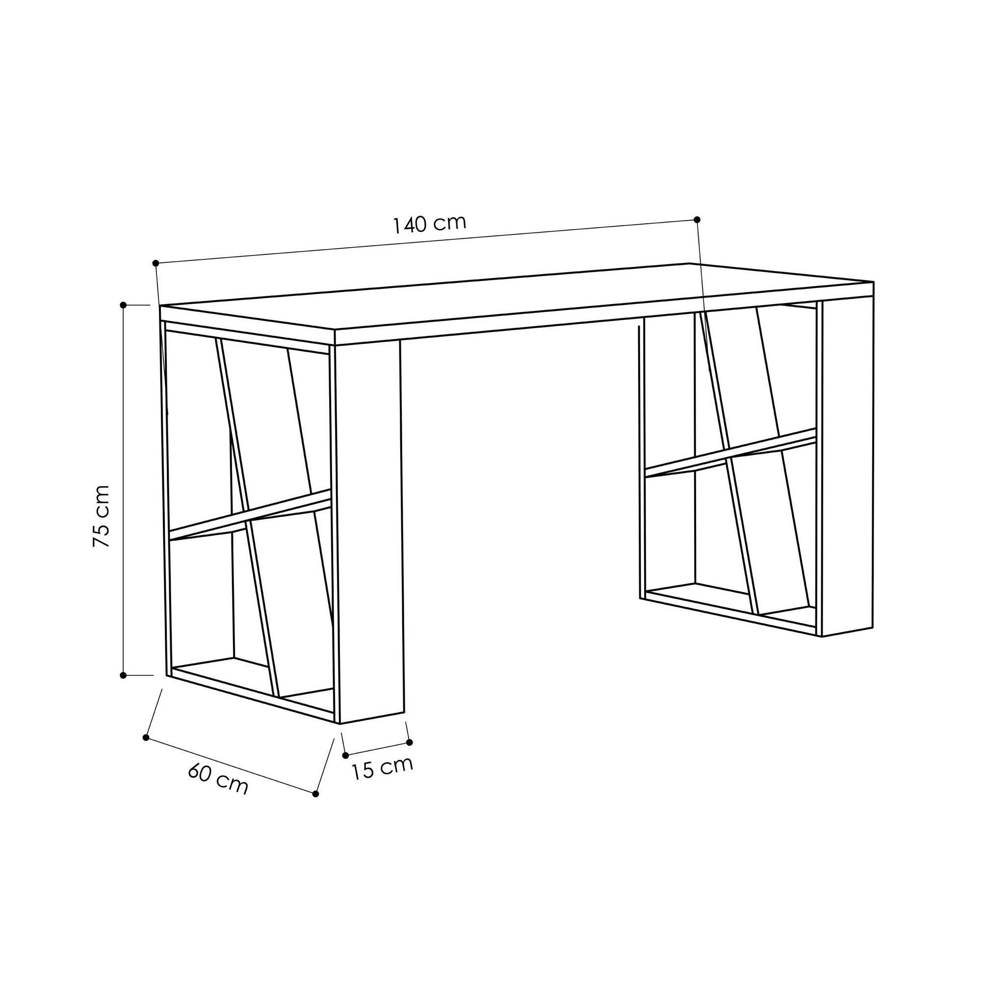 Secretária de Estudo Moderna – 140 x 75 x 60 cm – Branca e Antracite – Painel de Partículas revestido em Melamina