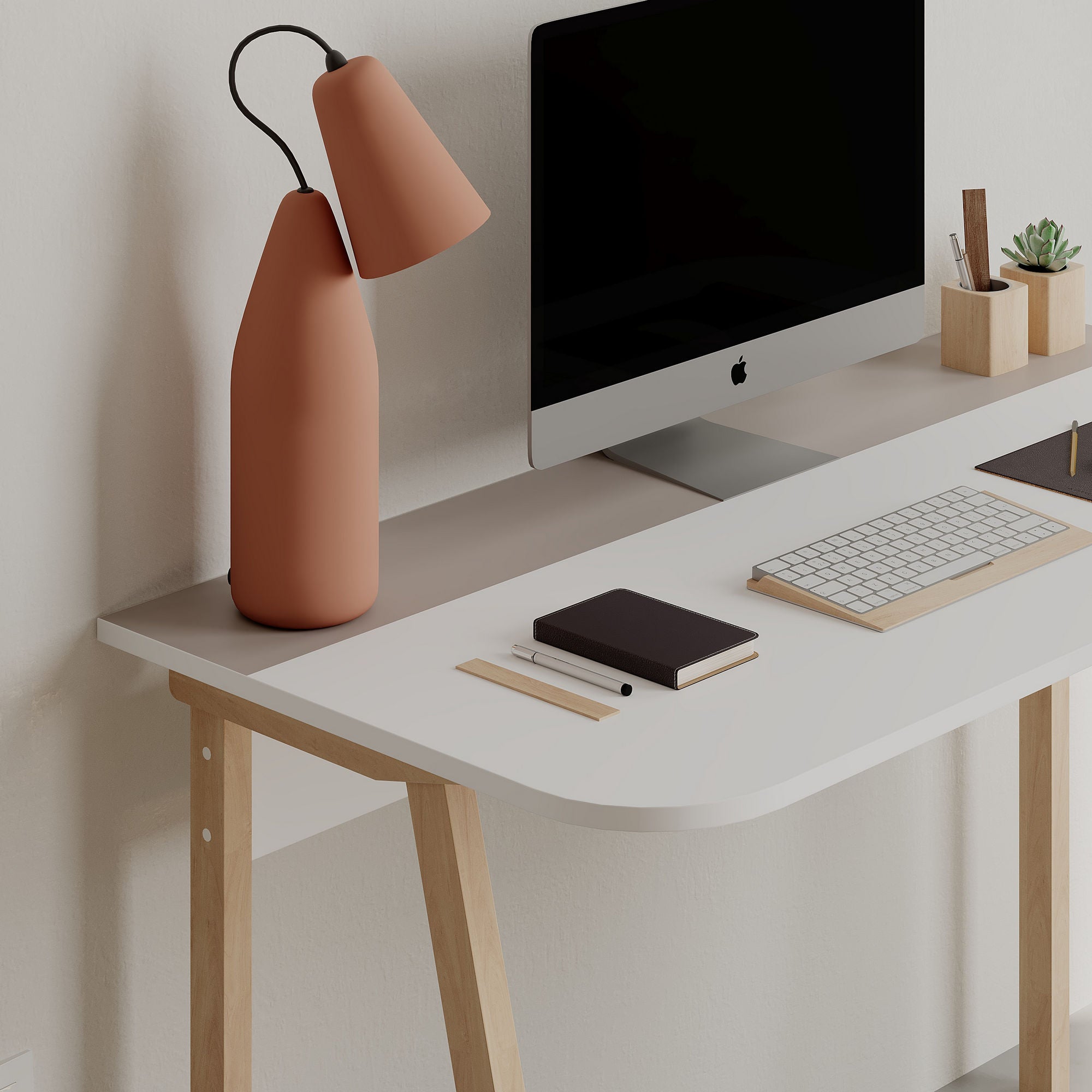 Secretária de Estudo Moderna – 120 x 75 x 60 cm – Mocha Claro e Branco – Painel de Partículas revestido a Melamina
