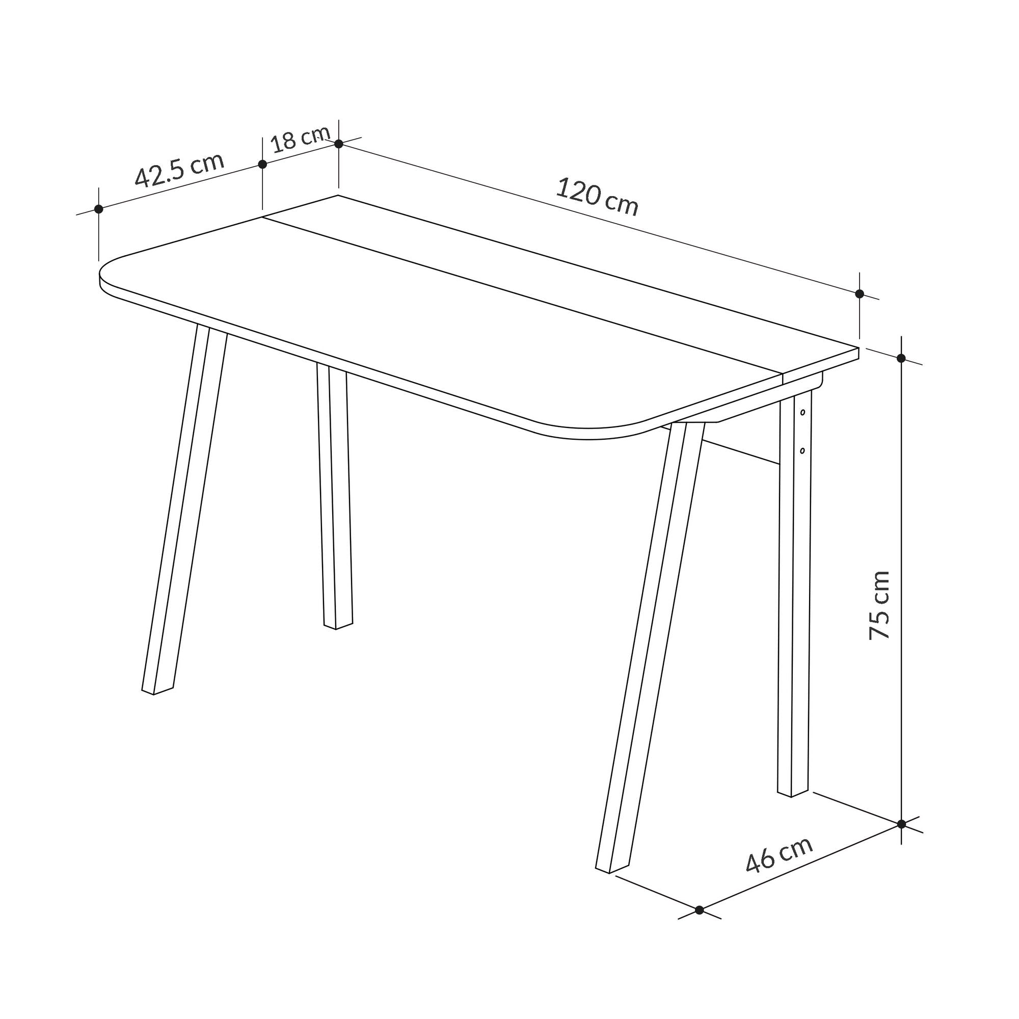Secretária de Estudo Moderna – 120 x 75 x 60 cm – Mocha Claro e Branco – Painel de Partículas revestido a Melamina