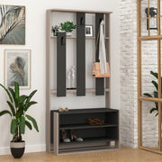 Conjunto para hall de entrada– 90 x 180 x 36 cm – Mocha Claro e Antracite – Painel de partículas revestido a melamina