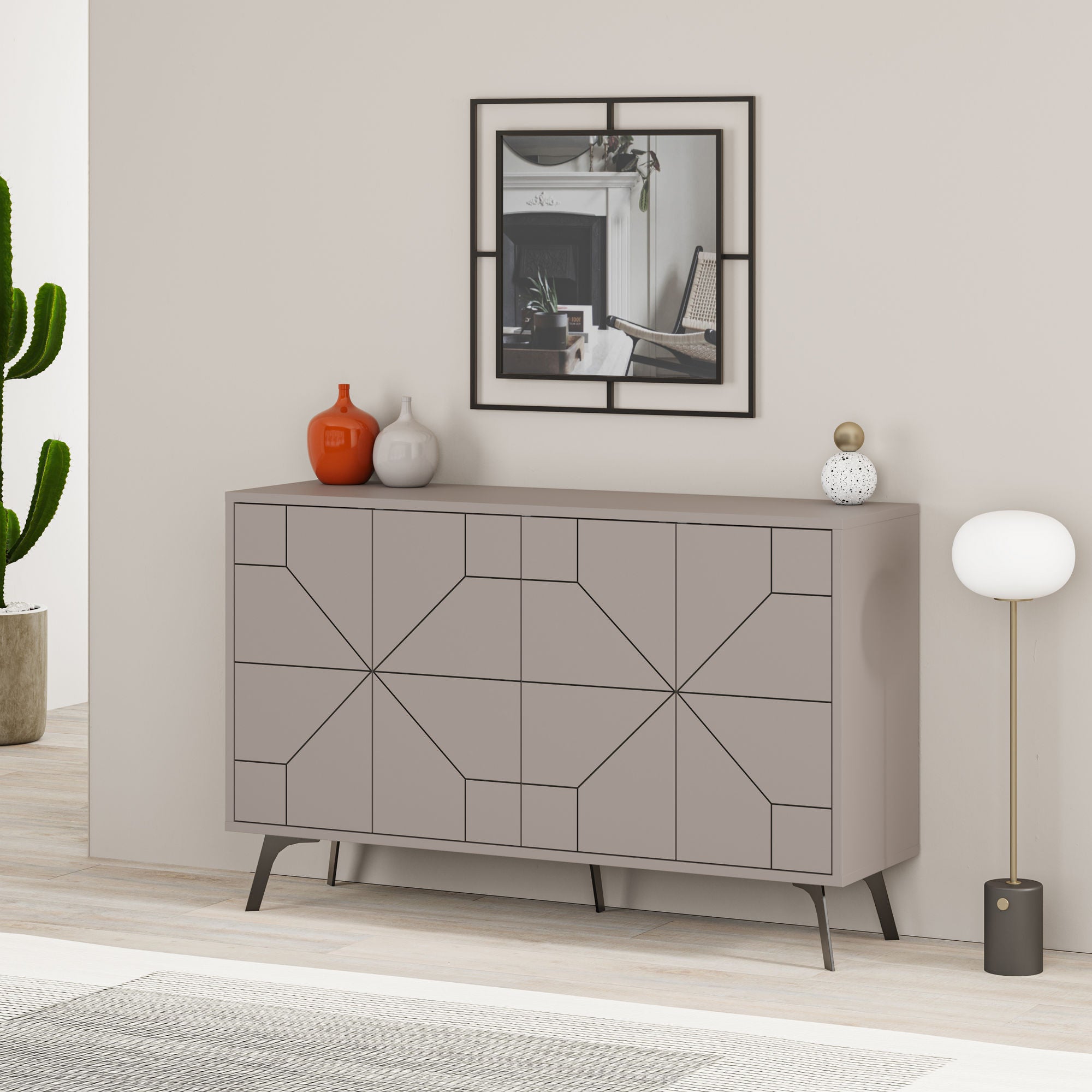 Aparador Moderno – 123 x 62,4 x 35 cm – Mocha Claro – Melamina