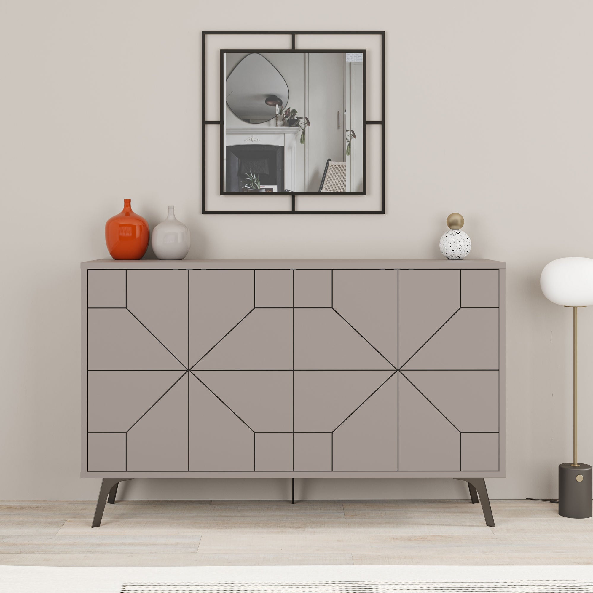 Aparador Moderno – 123 x 62,4 x 35 cm – Mocha Claro – Melamina