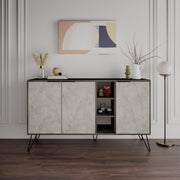Aparador Moderno – 142 x 83 x 35,6 cm – Castanho Escuro e Lagina – 100% Melamina