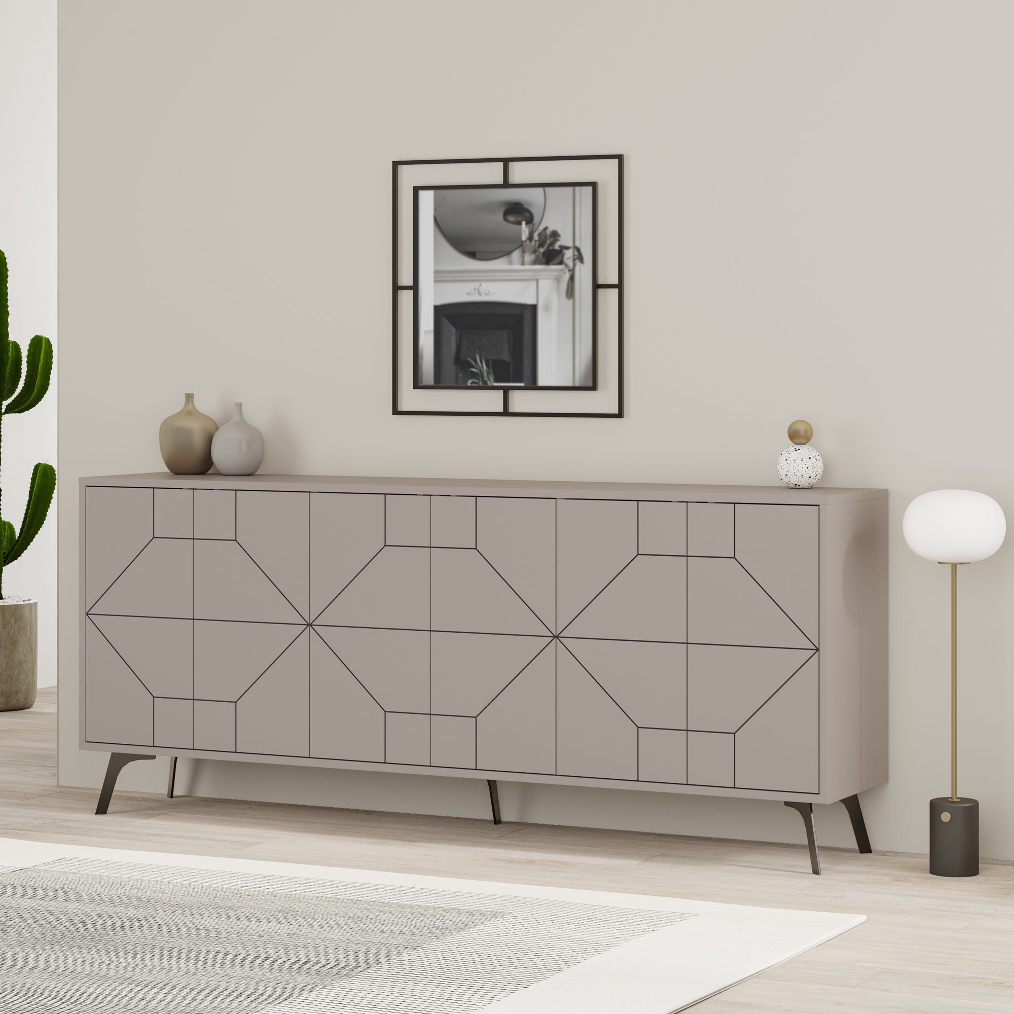Aparador Moderno – 184 x 77,4 x 35 cm – Mocha Claro – Painel de partículas revestido em melamina