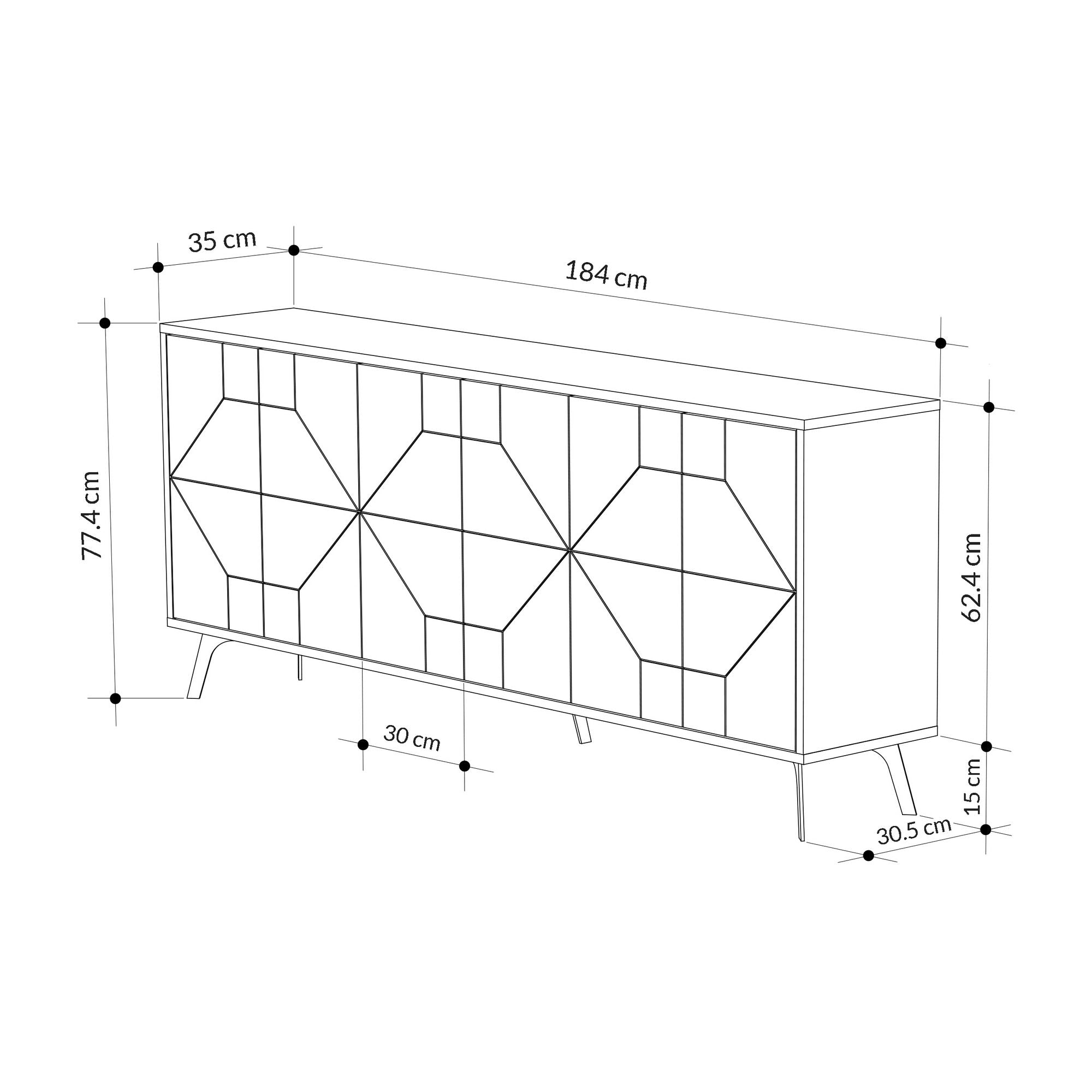 Aparador Moderno – 184 x 77,4 x 35 cm – Mocha Claro – Painel de partículas revestido em melamina