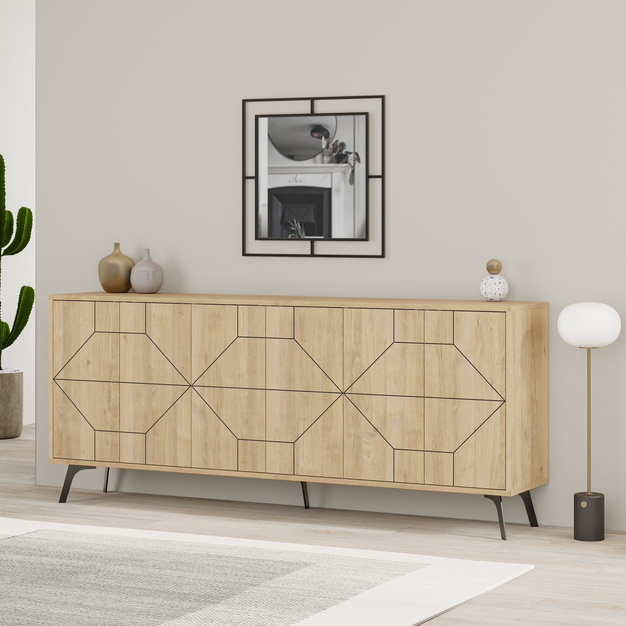 Aparador Moderno – 184 x 77,4 x 35 cm – Carvalho – Melamina