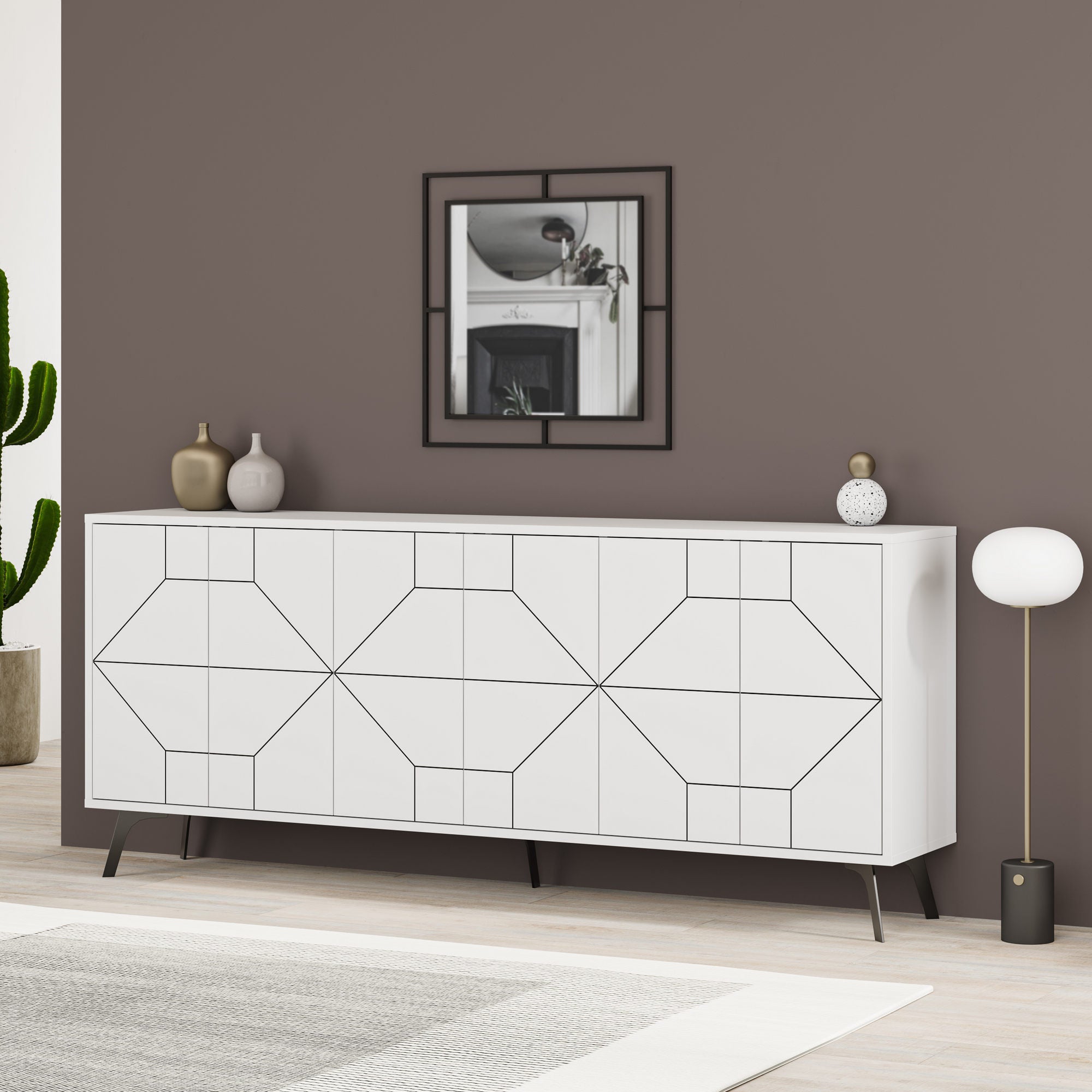 Aparador Moderno – 184 cm – Branco – Painel de Partículas revestido em Melamina