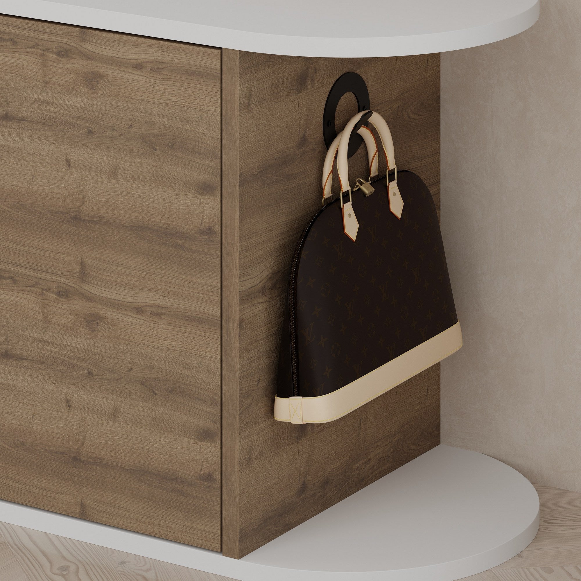 Sapateira – 104 x 50 x 37 cm – Hitit e branca – Painel de partículas revestido a melamina