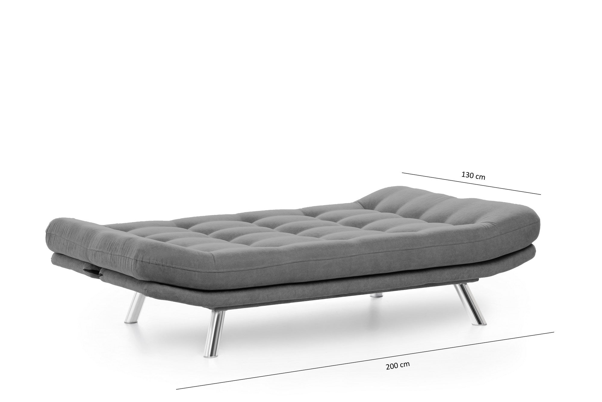 Sofá-Cama de Metal – 200 cm x 130 cm – Cinzento