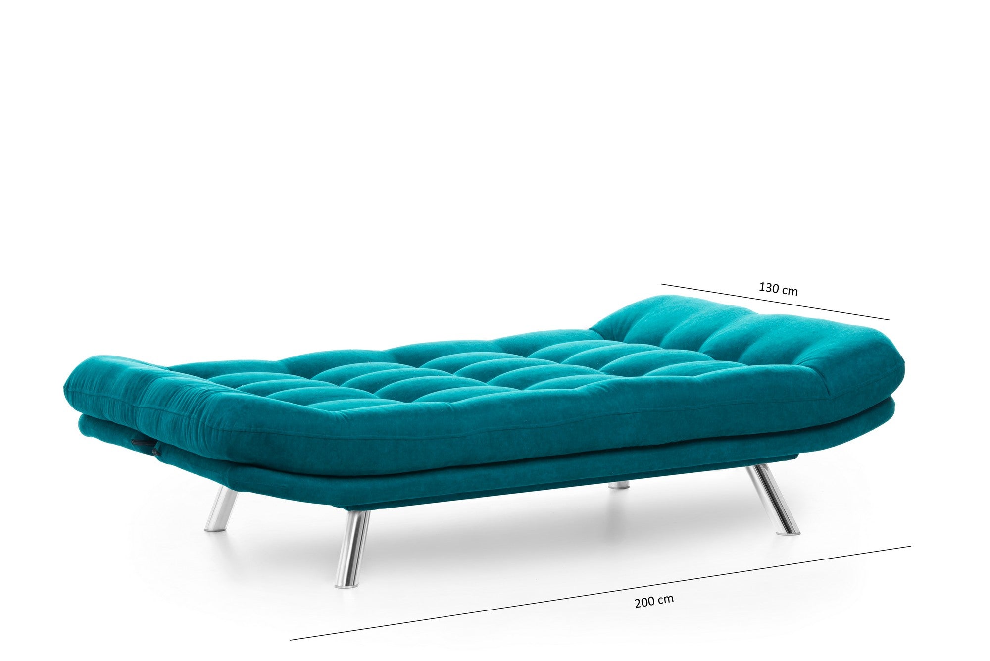 Sofá-Cama de 3 Lugares – 200 cm x 95 cm x 105 cm – Verde Petróleo – Metal