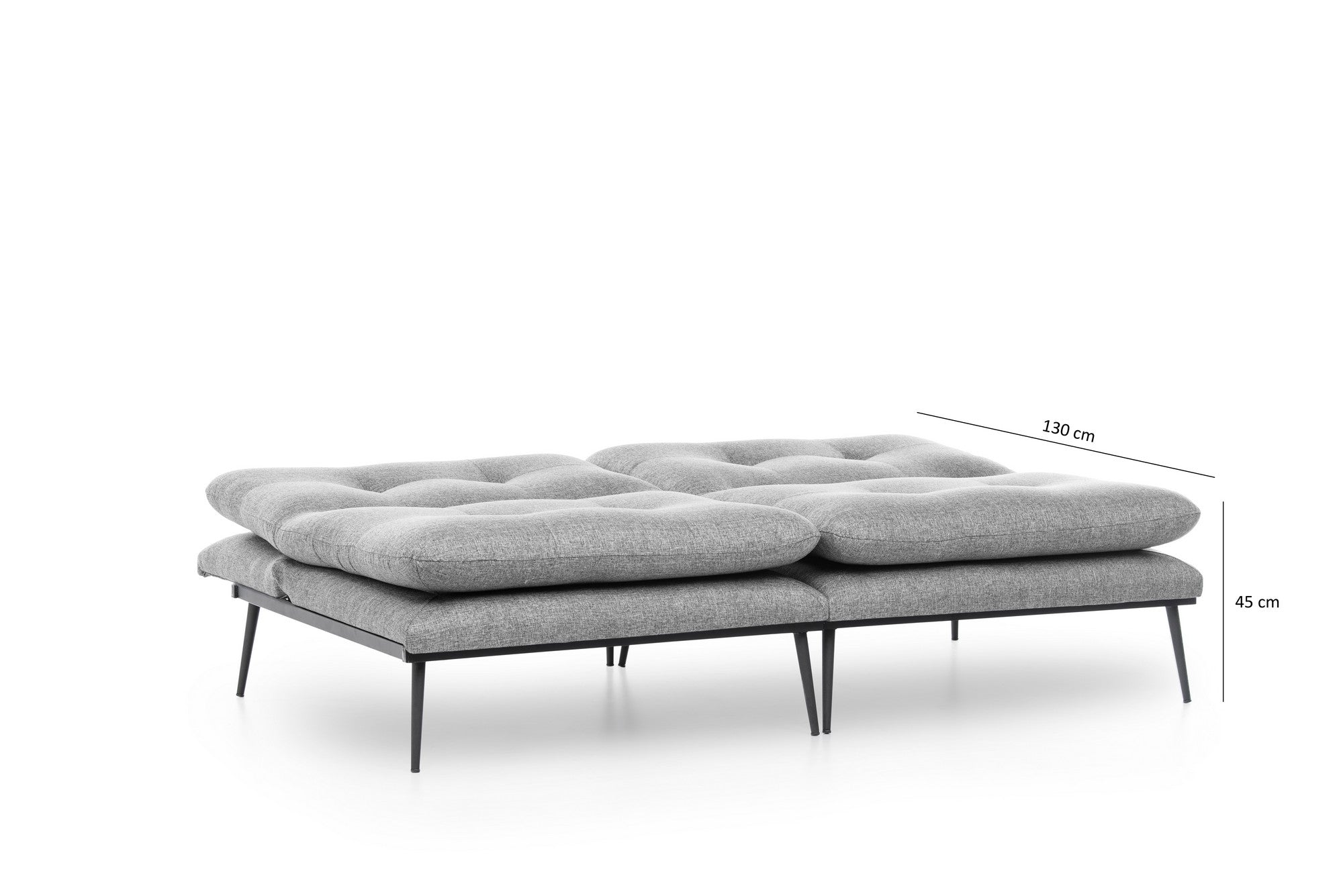 Sofá-cama moderno de 3 lugares – 180 cm – cinza – metal e poliéster
