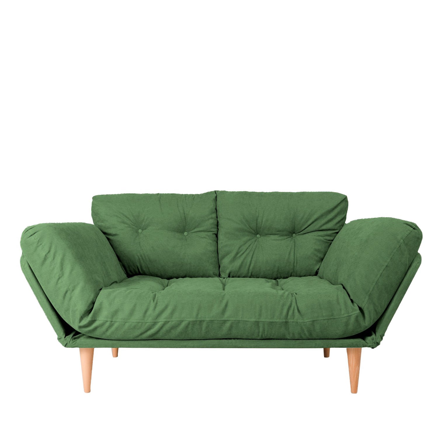 Sofá-cama moderno de 3 lugares – 200 cm largura, 70 cm profundidade – verde – tecido de linho