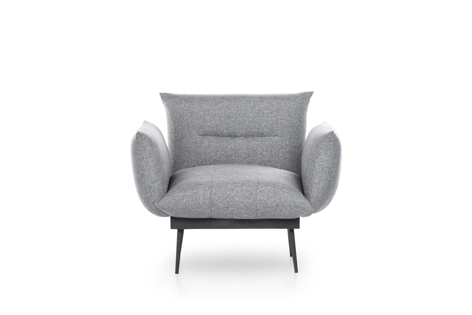 Poltrona moderna – 90 x 95 x 80 cm – Cinza – Tecido de linho