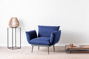 Poltrona moderna – 90 x 95 x 80 cm – azul-marinho – metal
