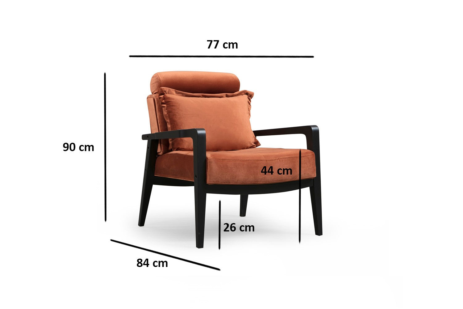 Poltrona – 77x90x84 cm – cor canela – madeira de faia