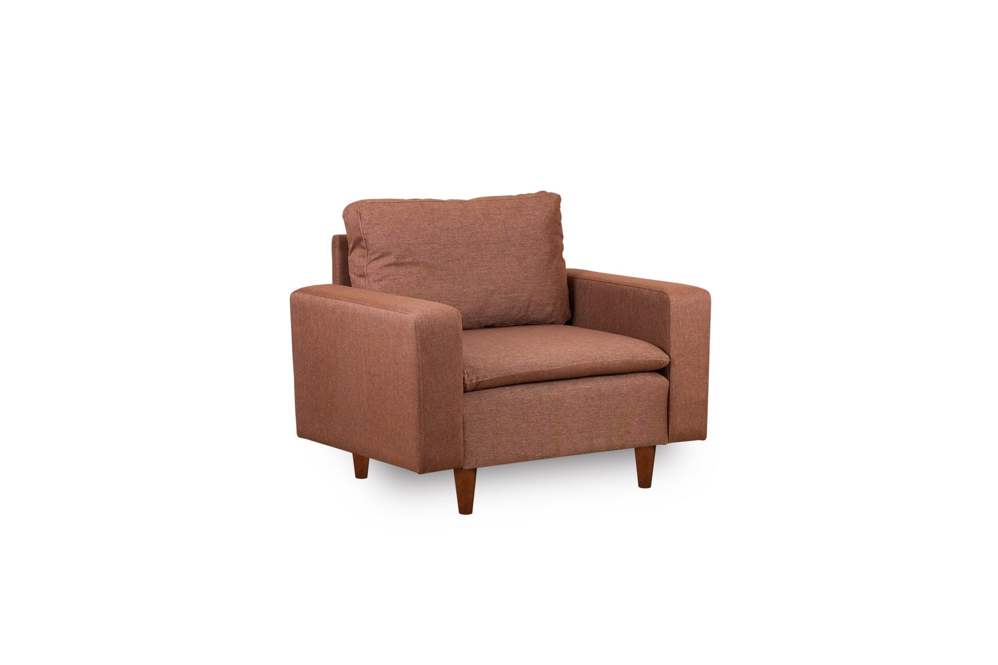 Poltrona Elegante, Marrom Claro, 105 cm de Largura | Estrutura 100% Metal, Tecido 100% Poliéster, Espuma de Alto DNS e Almofada de Fibra de Silicone | Perfeita para Sala de Estar e Escritório