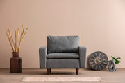 Poltrona de Asa Elegante, Cinza Claro, 105 cm de Largura | Estrutura 100% Metal, Tecido 100% Poliéster | Espuma de Alto DNS e Almofada de Fibra de Silicone | Perfeita para Espaços Modernos