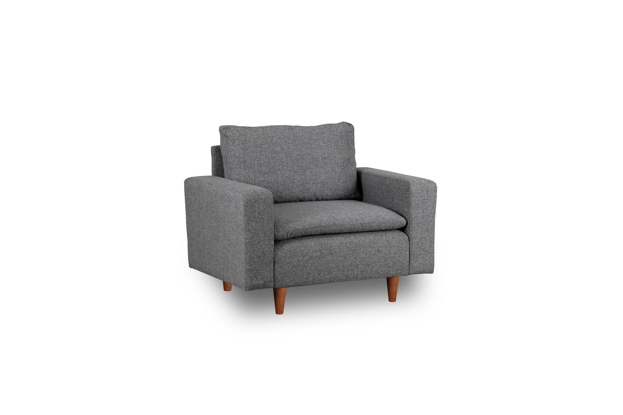 Poltrona de Asa Elegante, Cinza Claro, 105 cm de Largura | Estrutura 100% Metal, Tecido 100% Poliéster | Espuma de Alto DNS e Almofada de Fibra de Silicone | Perfeita para Espaços Modernos
