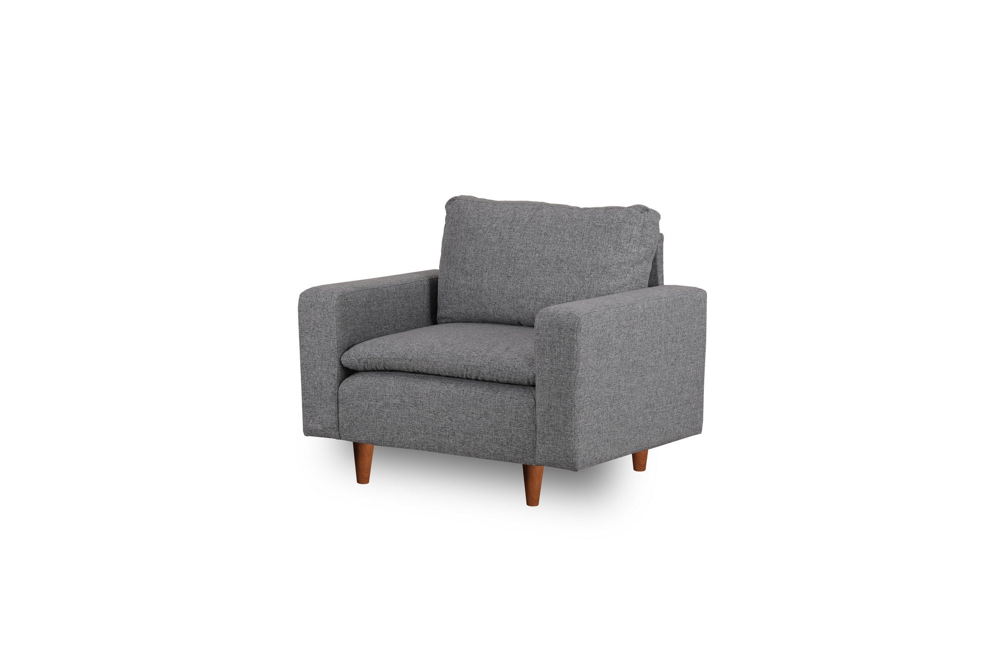 Poltrona de Asa Elegante, Cinza Claro, 105 cm de Largura | Estrutura 100% Metal, Tecido 100% Poliéster | Espuma de Alto DNS e Almofada de Fibra de Silicone | Perfeita para Espaços Modernos