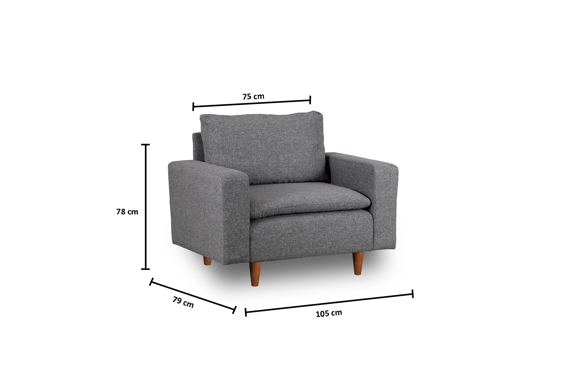 Poltrona de Asa Elegante, Cinza Claro, 105 cm de Largura | Estrutura 100% Metal, Tecido 100% Poliéster | Espuma de Alto DNS e Almofada de Fibra de Silicone | Perfeita para Espaços Modernos