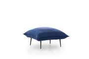 Elegante pufe azul-marinho, 75 x 75 x 40 cm | Estrutura 100% metálica, espuma de alto DNS e revestimento de fibra | Perfeito para decoração tradicional e industrial