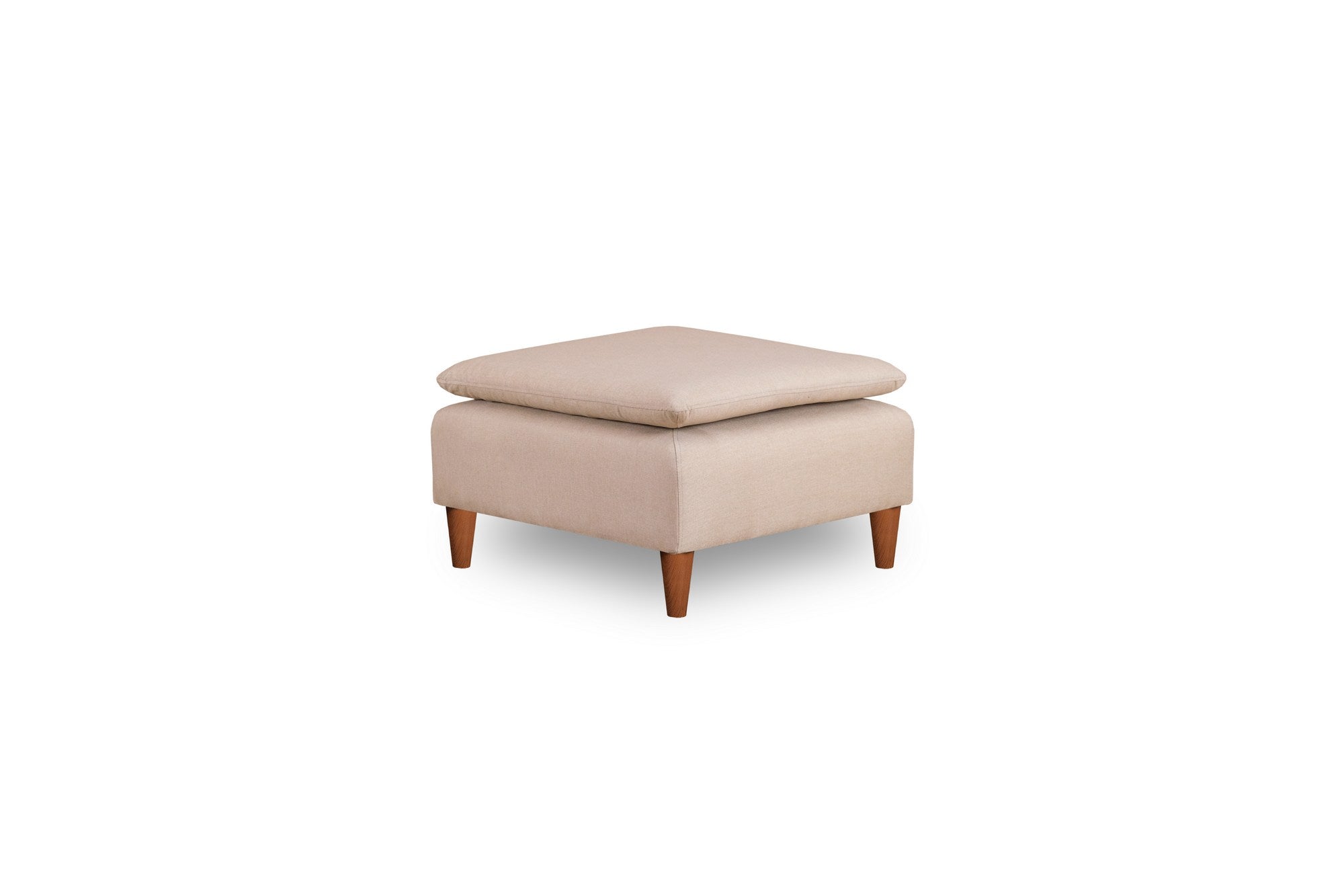Elegante pufe creme, 75 x 75 x 46 cm | Estrutura 100% metal, tecido 100% poliéster | Espuma de alto DNS para maior conforto | Perfeito para espaços de convivência modernos